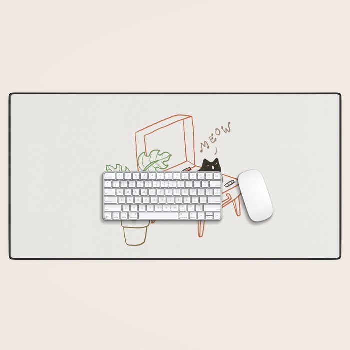 Cat and Plant 78: Vinyl Cat Desk Mat Gallery Image 1