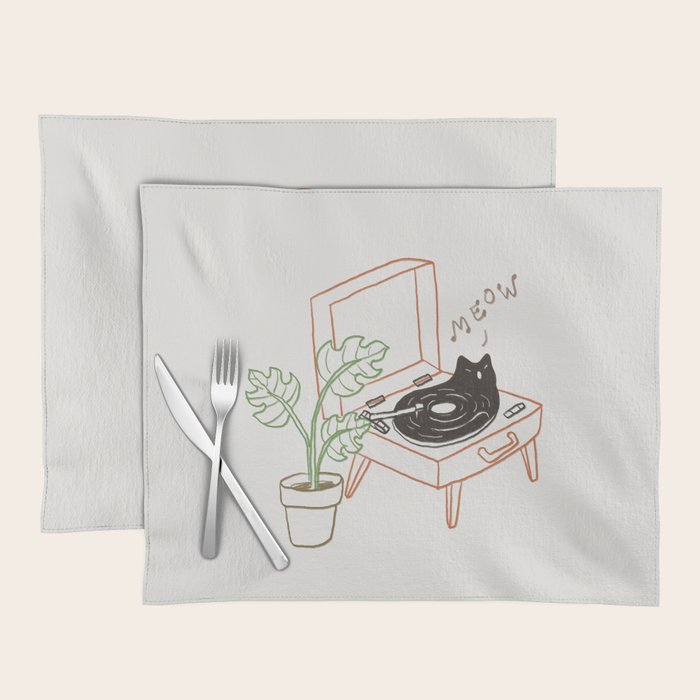 Cat and Plant 78: Vinyl Cat Placemat Gallery Image 1