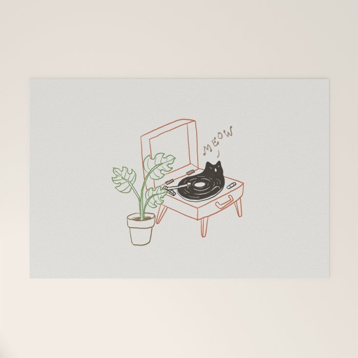Cat and Plant 78: Vinyl Cat Welcome Mat Gallery Image 1