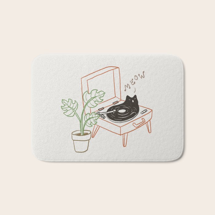 Cat and Plant 78: Vinyl Cat Bath Mat Gallery Image 1