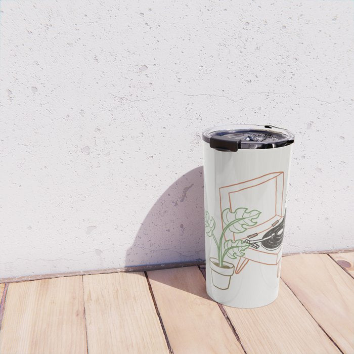 Cat and Plant 78: Vinyl Cat Travel Mug Gallery Image 4