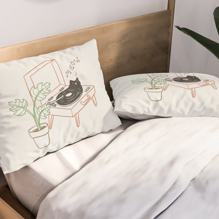 Cat and Plant 78: Vinyl Cat Pillow Sham Gallery Image 2