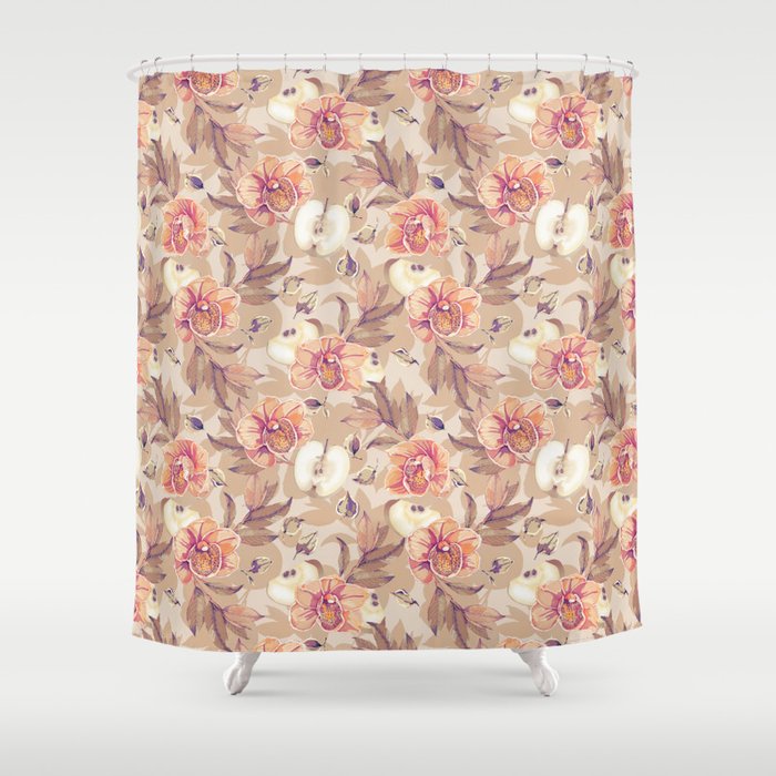 Tropical flowers autumn field Shower Curtain Gallery Image 1