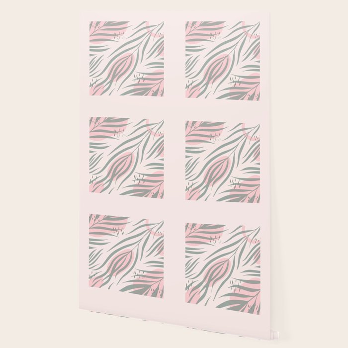 Pastel pink abstract leaf pattern Wallpaper Gallery Image 2