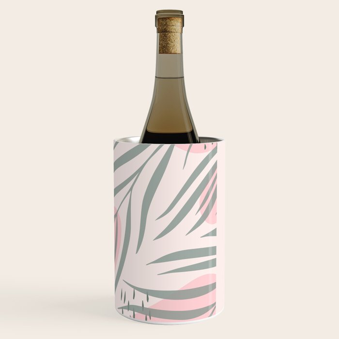 Pastel pink abstract leaf pattern Wine Chiller Gallery Image 3