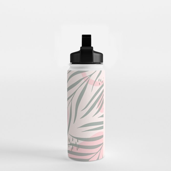 Pastel pink abstract leaf pattern Water Bottle Gallery Image 2