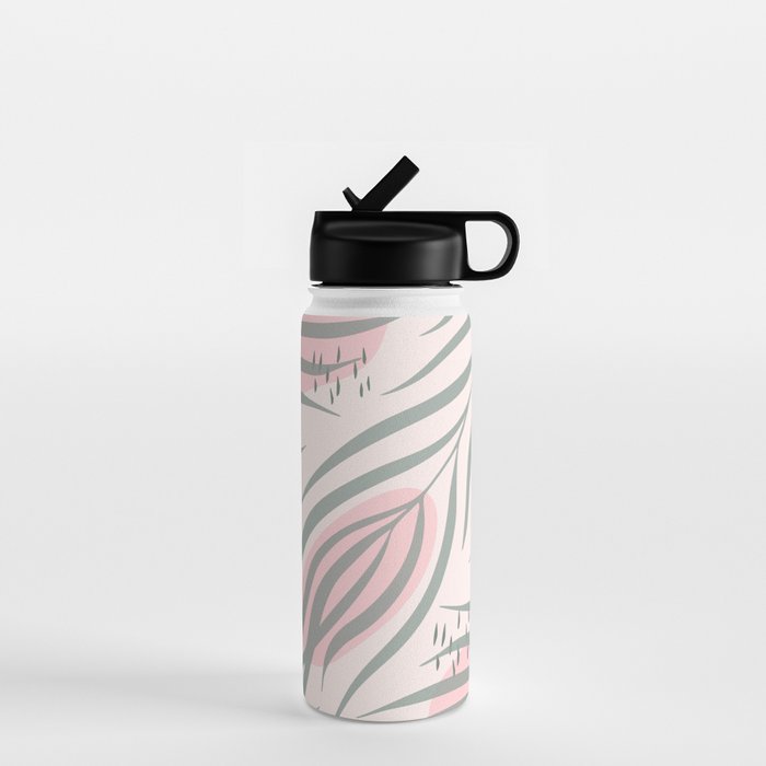 Pastel pink abstract leaf pattern Water Bottle Gallery Image 1
