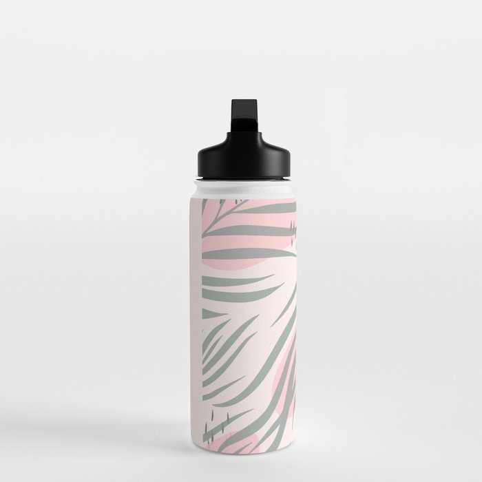 Pastel pink abstract leaf pattern Water Bottle Gallery Image 3