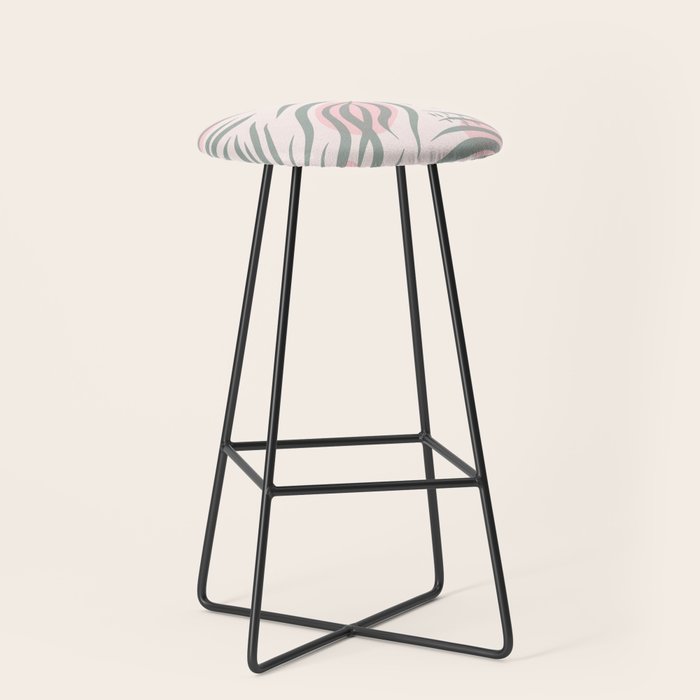 Pastel pink abstract leaf pattern Stool Gallery Image 1
