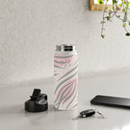 Pastel pink abstract leaf pattern Water Bottle Gallery Image 4