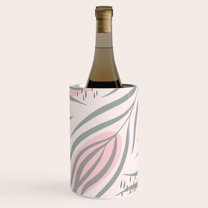 Pastel pink abstract leaf pattern Wine Chiller Gallery Image 1