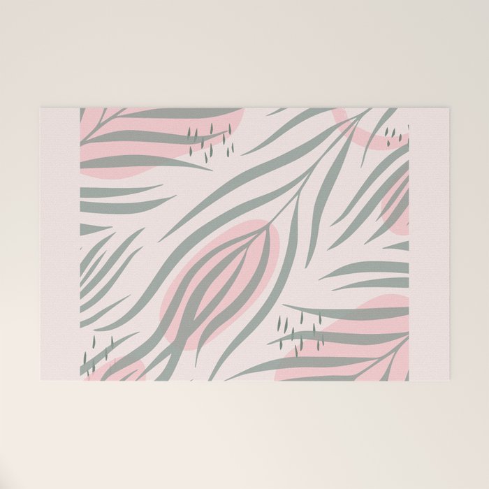 Pastel pink abstract leaf pattern Welcome Mat Gallery Image 1