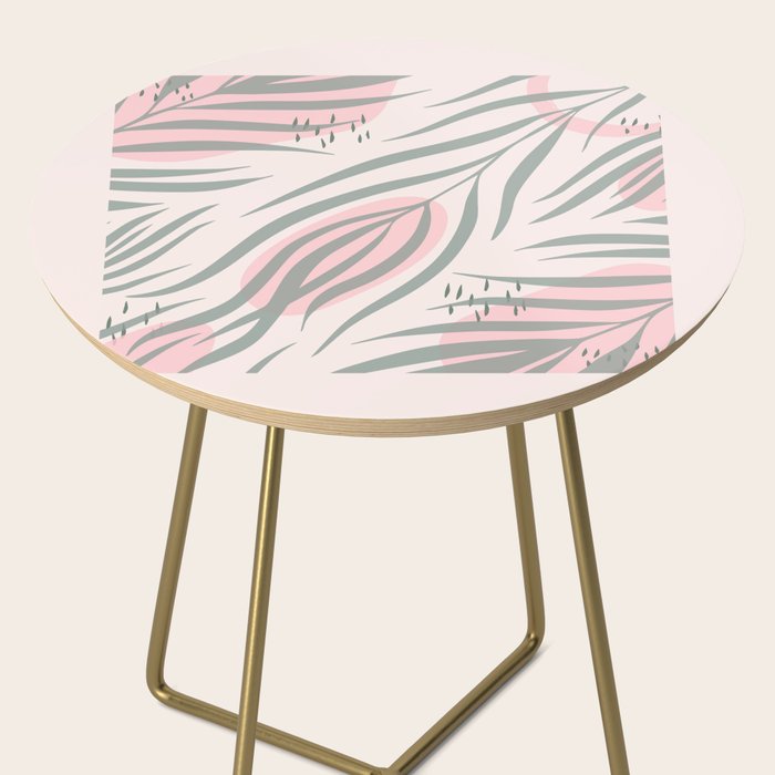 Pastel pink abstract leaf pattern Side Table Gallery Image 2