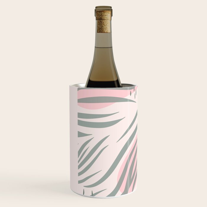 Pastel pink abstract leaf pattern Wine Chiller Gallery Image 2
