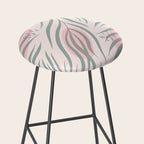 Pastel pink abstract leaf pattern Stool Gallery Image 2
