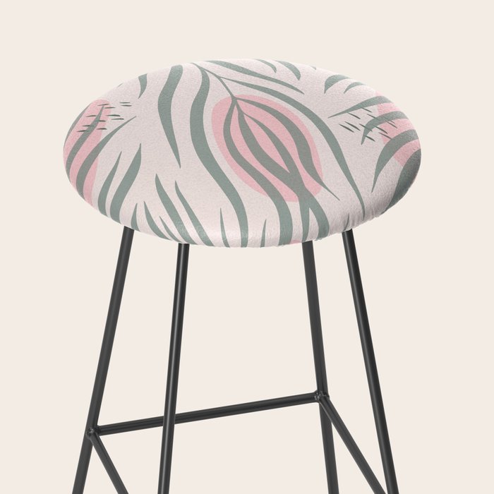 Pastel pink abstract leaf pattern Stool Gallery Image 2