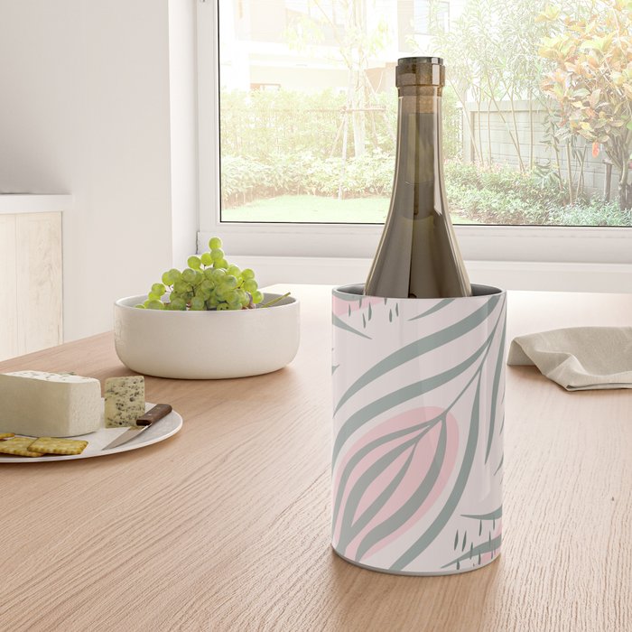 Pastel pink abstract leaf pattern Wine Chiller Gallery Image 4