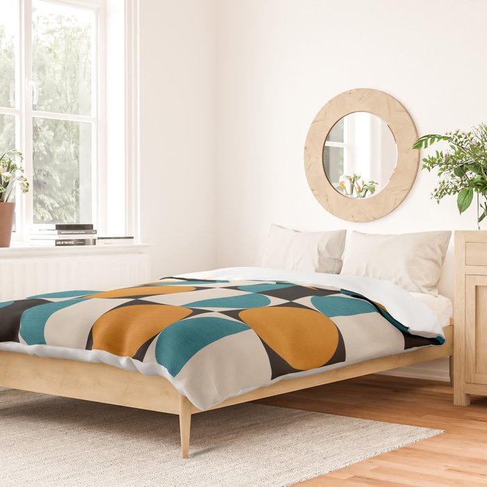 Geometric Modern Orange Teal Bauhaus I Duvet Cover Gallery Image 2