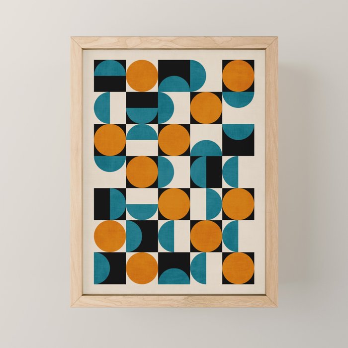 Geometric Modern Orange Teal Bauhaus I Mini Art Print Gallery Image 1