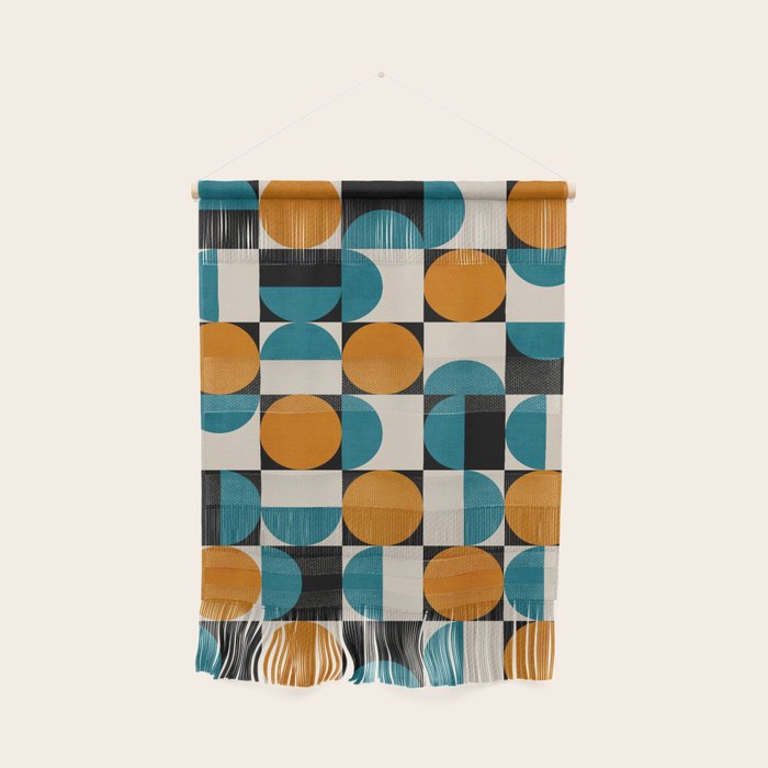 Geometric Modern Orange Teal Bauhaus I Wall Hanging Gallery Image 1
