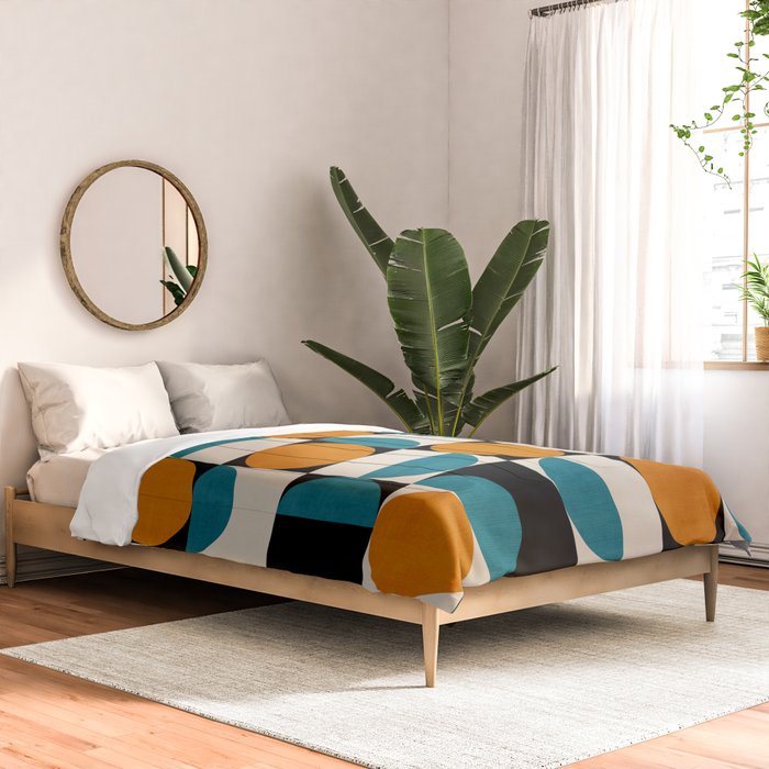 Geometric Modern Orange Teal Bauhaus I Comforter Gallery Image 2