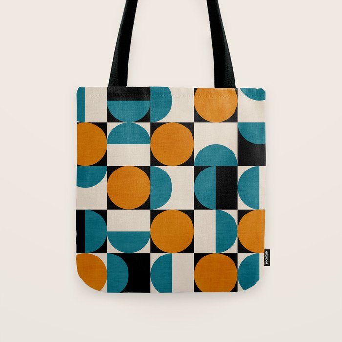 Geometric Modern Orange Teal Bauhaus I Tote Bag Gallery Image 1