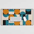 Geometric Modern Orange Teal Bauhaus I Desk Mat Gallery Image 1