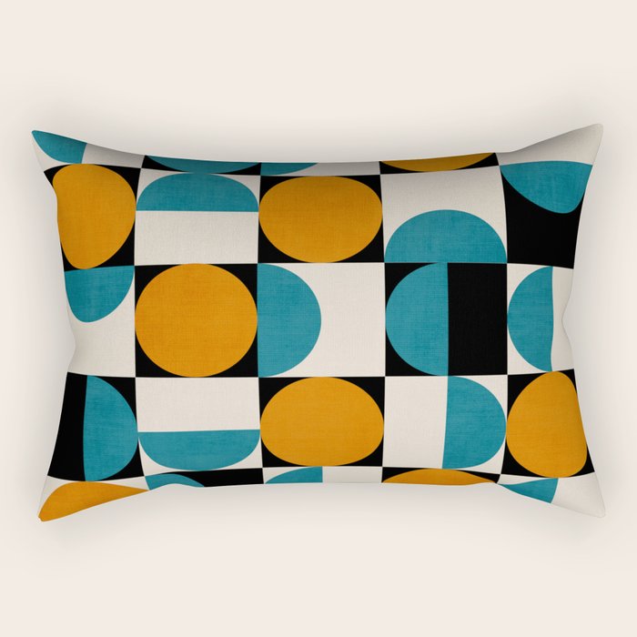 Geometric Modern Orange Teal Bauhaus I Rectangular Pillow Gallery Image 1