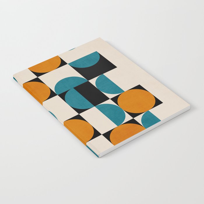 Geometric Modern Orange Teal Bauhaus I Notebook Gallery Image 1