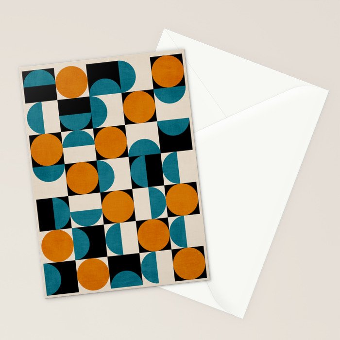 Geometric Modern Orange Teal Bauhaus I Stationery Card Gallery Image 2