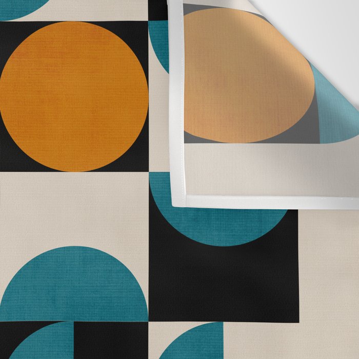 Geometric Modern Orange Teal Bauhaus I Wall Tapestry Gallery Image 3