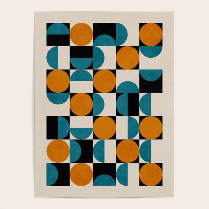 Geometric Modern Orange Teal Bauhaus I Poster Gallery Image 4