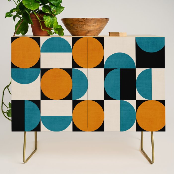 Geometric Modern Orange Teal Bauhaus I Credenza Gallery Image 1
