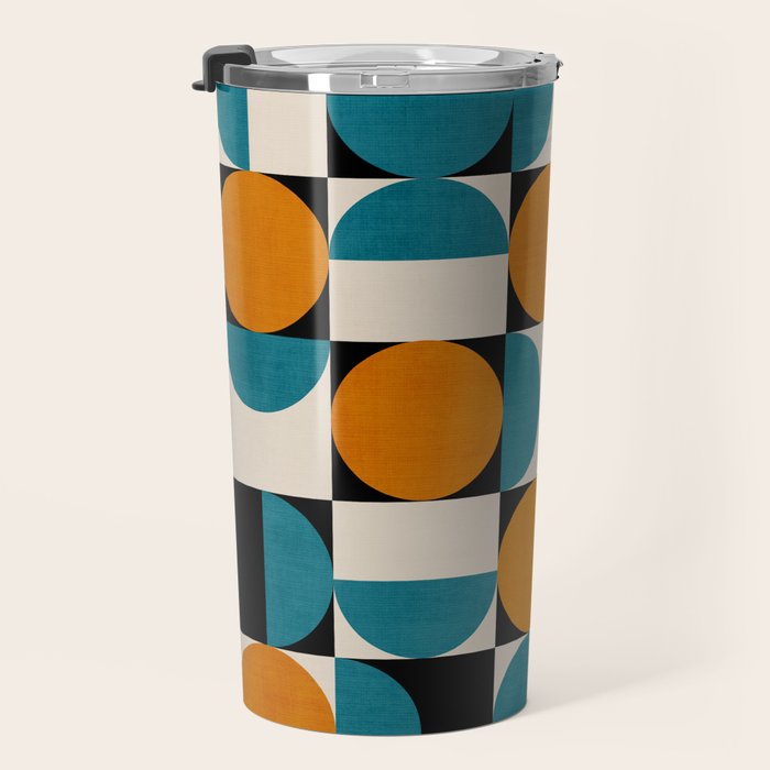 Geometric Modern Orange Teal Bauhaus I Travel Mug Gallery Image 3