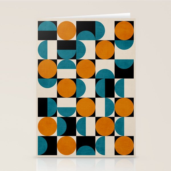 Geometric Modern Orange Teal Bauhaus I Stationery Card Gallery Image 2