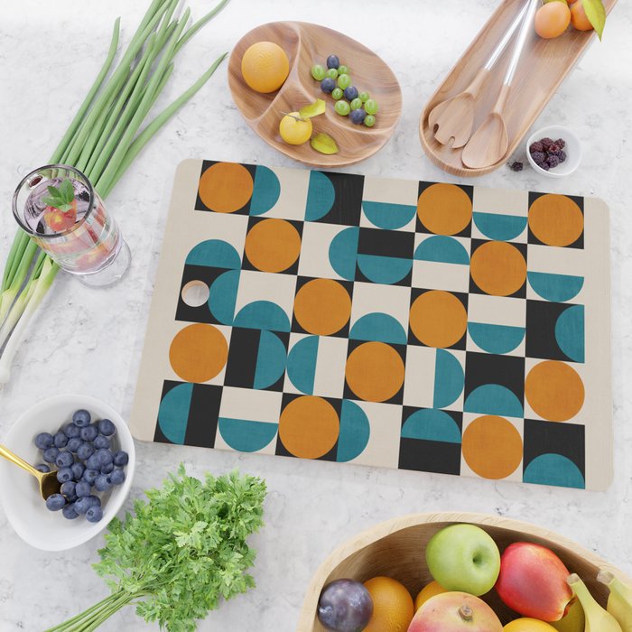Geometric Modern Orange Teal Bauhaus I Cutting Board Gallery Image 2