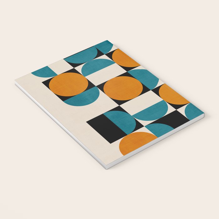 Geometric Modern Orange Teal Bauhaus I Notebook Gallery Image 3