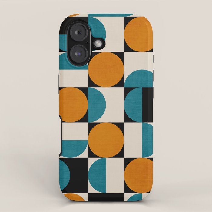 Geometric Modern Orange Teal Bauhaus I iPhone Case Gallery Image 1