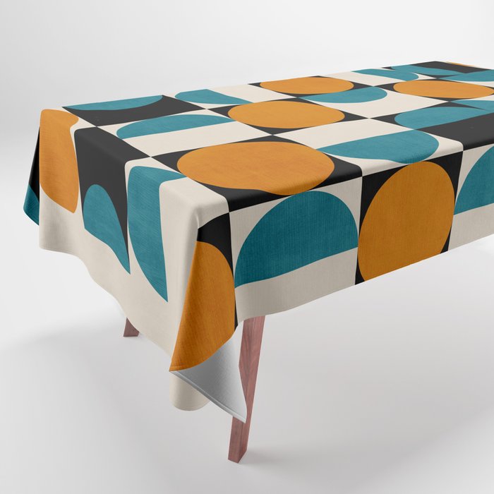 Geometric Modern Orange Teal Bauhaus I Tablecloth Gallery Image 1