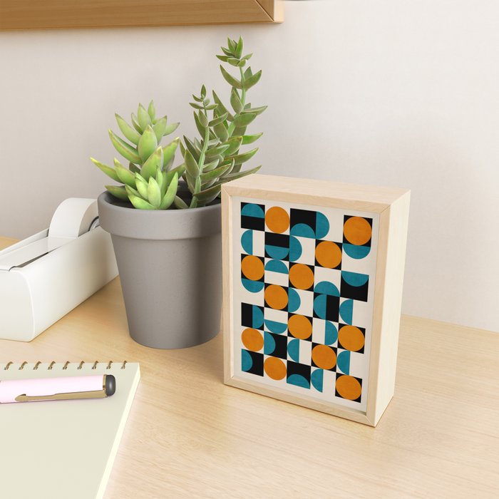 Geometric Modern Orange Teal Bauhaus I Mini Art Print Gallery Image 2