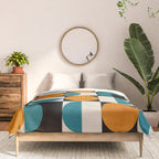 Geometric Modern Orange Teal Bauhaus I Comforter Gallery Image 3