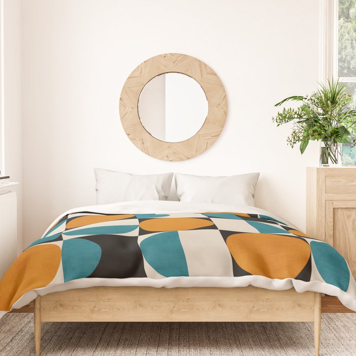 Geometric Modern Orange Teal Bauhaus I Duvet Cover Gallery Image 3