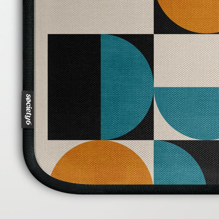 Geometric Modern Orange Teal Bauhaus I Laptop Sleeve Gallery Image 3
