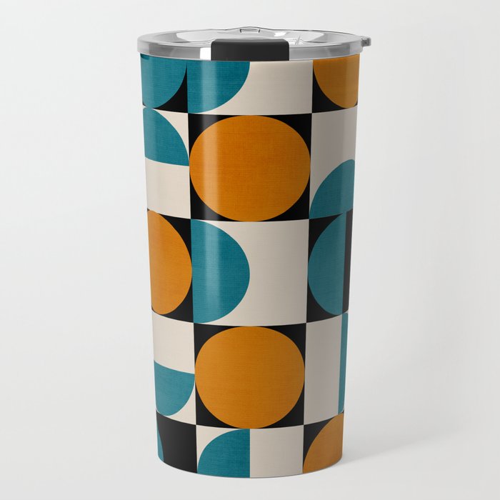 Geometric Modern Orange Teal Bauhaus I Travel Mug Gallery Image 1
