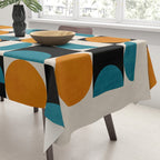Geometric Modern Orange Teal Bauhaus I Tablecloth Gallery Image 3