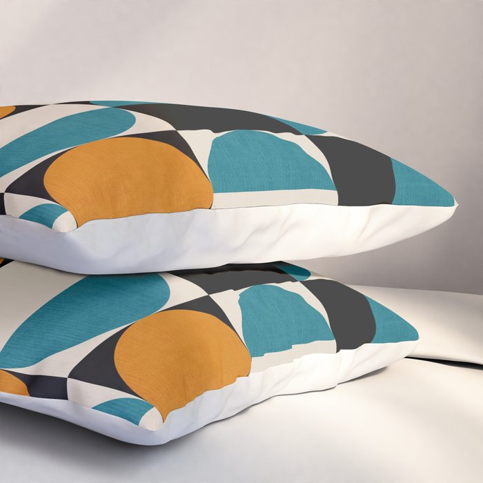 Geometric Modern Orange Teal Bauhaus I Pillow Sham Gallery Image 3