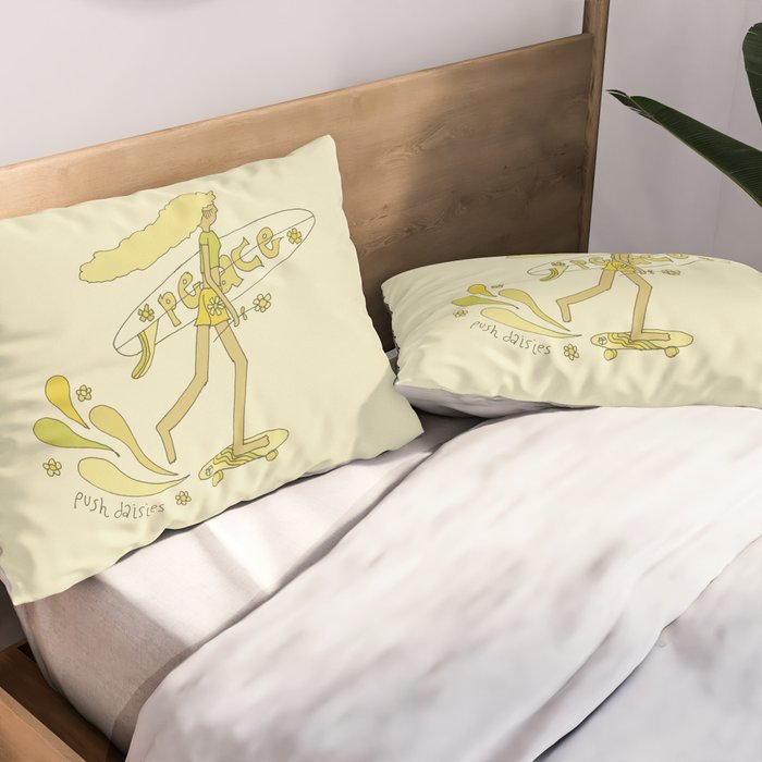 push daisies skate // retro surf art by surfy birdy Pillow Sham Gallery Image 2