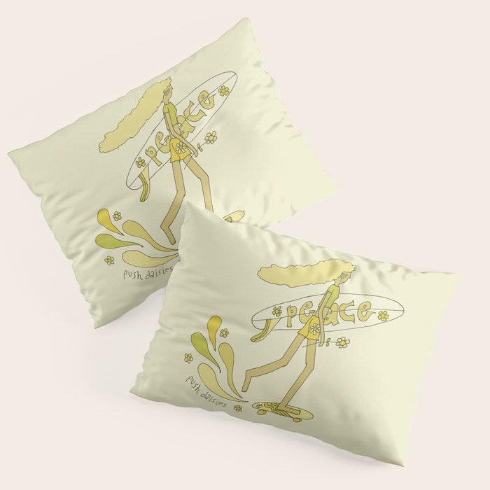 push daisies skate // retro surf art by surfy birdy Pillow Sham Gallery Image 3