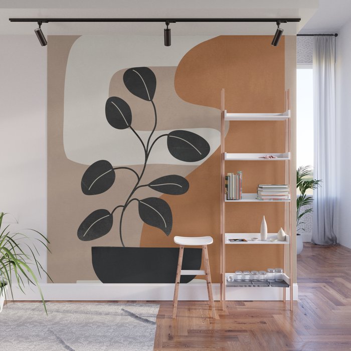 Modern Abstract Minimal Shapes Branches Art 7 Wall Mural Gallery Image 1