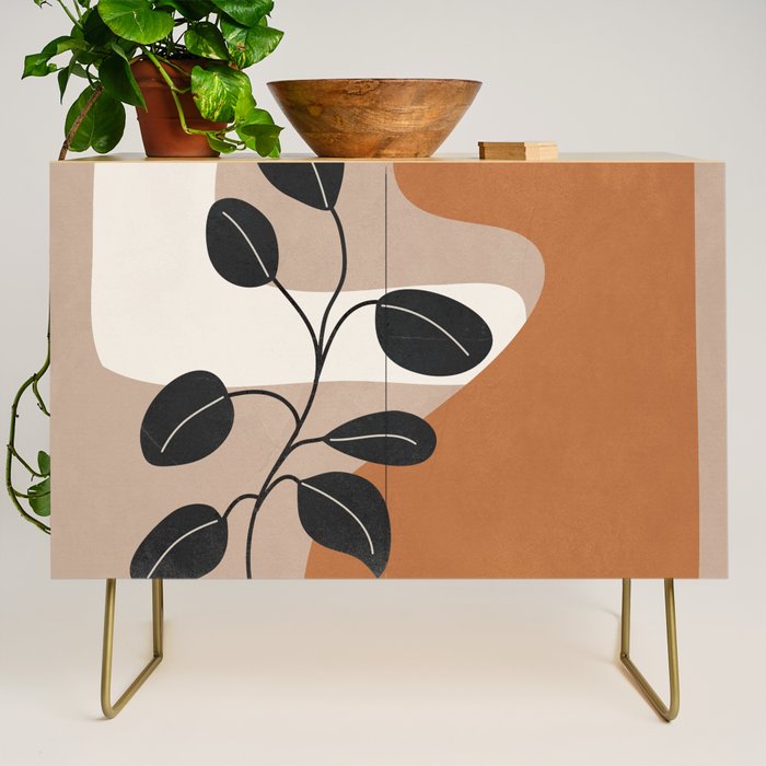 Modern Abstract Minimal Shapes Branches Art 7 Credenza Gallery Image 1